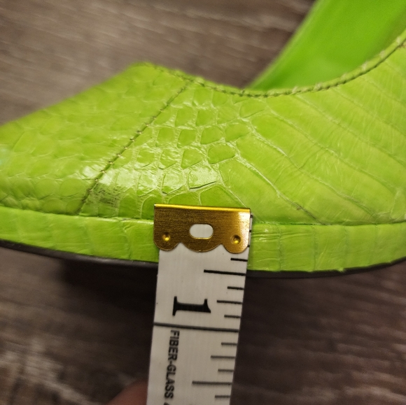 Lauren Ralph Lauren Kailee Lime Snake Heels Shoes Size 8M - Picture 6 of 8